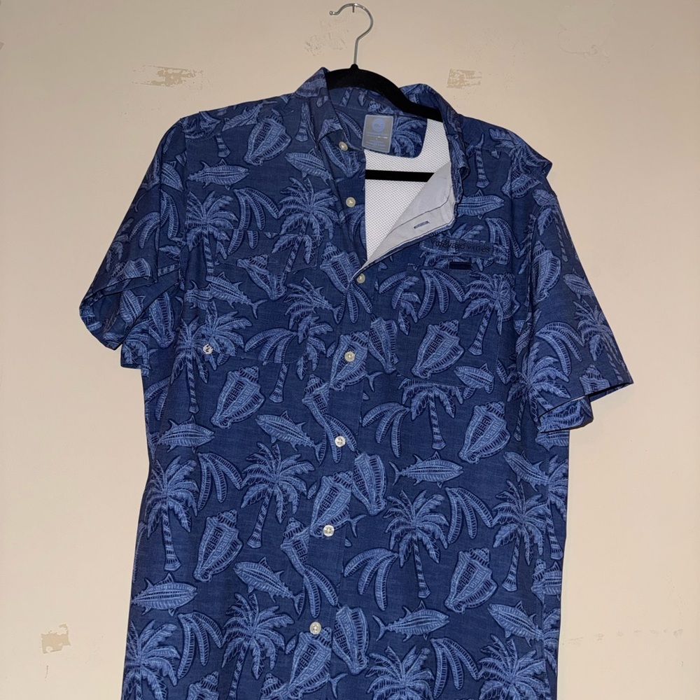 Vineyard Vines Navy Palm Print Shirt